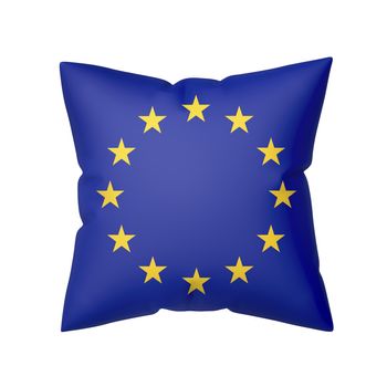 Pillow with the flag of Europe, isolated on white background