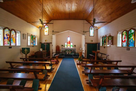 Kuranda, Australia - June 27 2016: St Saviour's Anglican Church in the rural township of Kuranda in Queensland, Australia