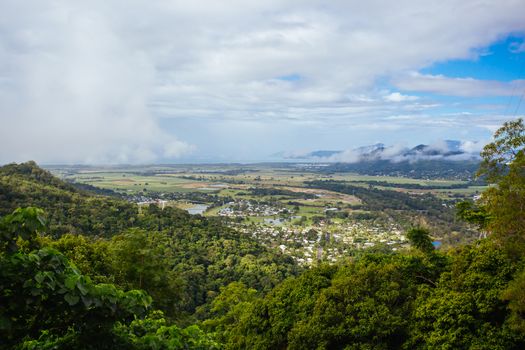 Views towards Cairns from Kuranda Scenic Railway in Queensland, Australia