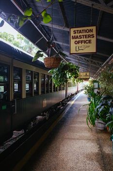 Kuranda, Australia - June 27 2016: The iconic Kuranda train station is a popular tourist attraction between Cairns and Kuranda in Queensland, Australia
