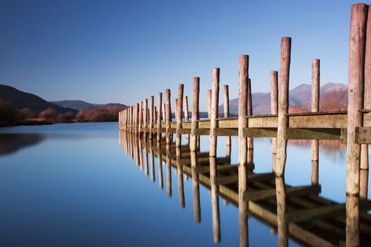 Lodore landing stage is situated on the southern edge of Derwentwater in the English Lake District national park.