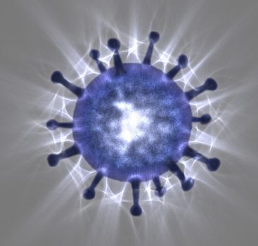 3D-Illustration of some corona virus with kirlian aura and sketch effects.