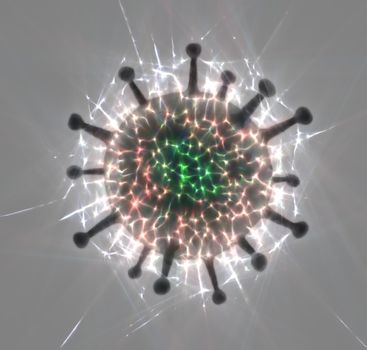 3D-Illustration of some corona virus with kirlian aura and sketch effects.