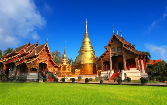Wat Phra Singh temple in Chiang Mai, Thailand. most popular travel destination and attraction for tourist when visit Chiang mai , Thailand. 