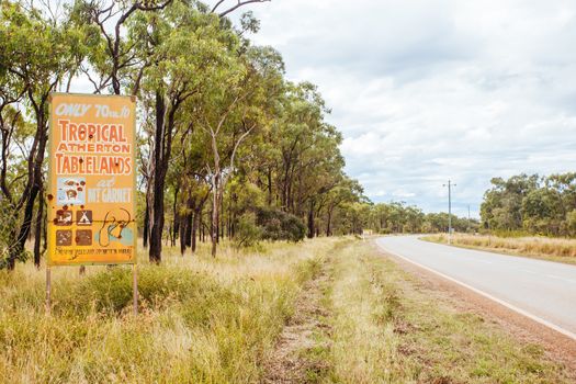 Savannah Hwy sign in the Atherton Tablelands in rural Queensland Australia