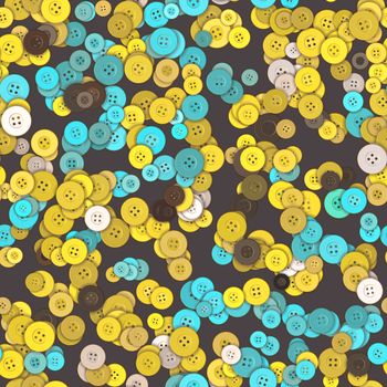 An illustration of some yellow and turquoise buttons texture background seamless