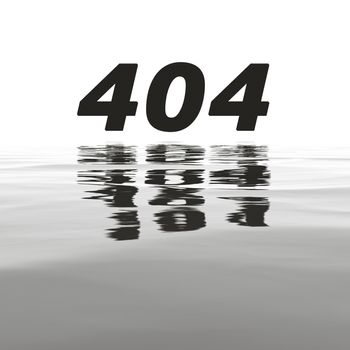 An illustration of a 404 error with water reflections