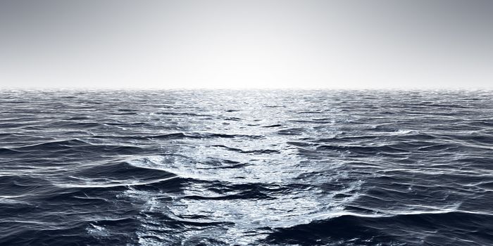 wide ocean waves horizon background 3D illustration