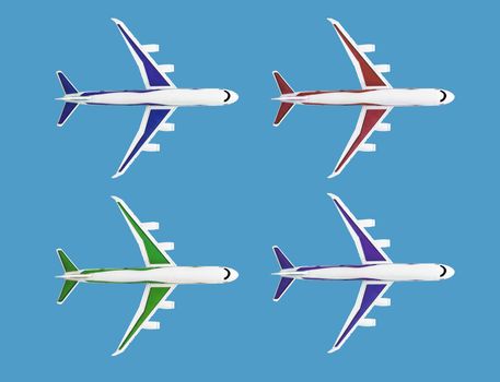 Isolate airplane toy on blue background