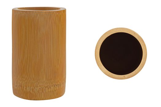 Isolate wood cup on white background, bamboo craft