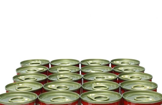 A group of can on white background