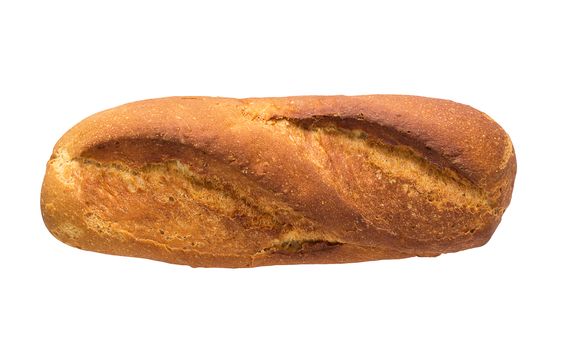 Homemade french baguette bread on white background