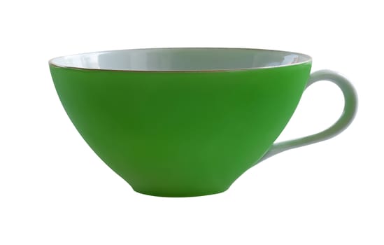 Isolate green coffee cup on white background