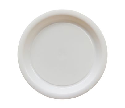 Isolate white dish, plate on white background, round kitchenware 