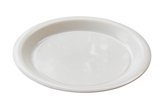 Isolate white dish, plate on white background, round kitchenware 