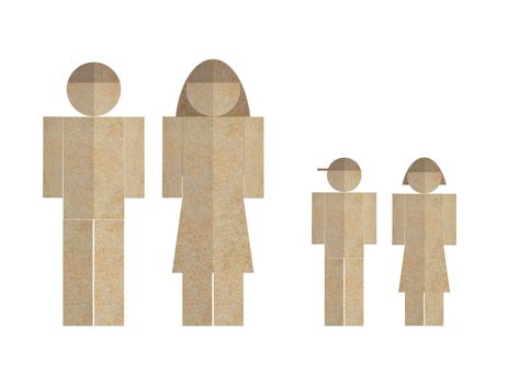 People paper cut out on white background 