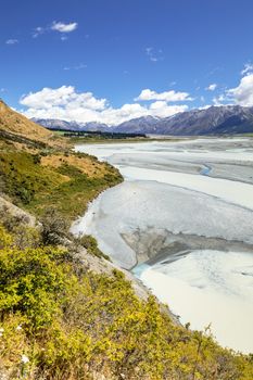 An image of the Rakaia River scenery in south New Zealand