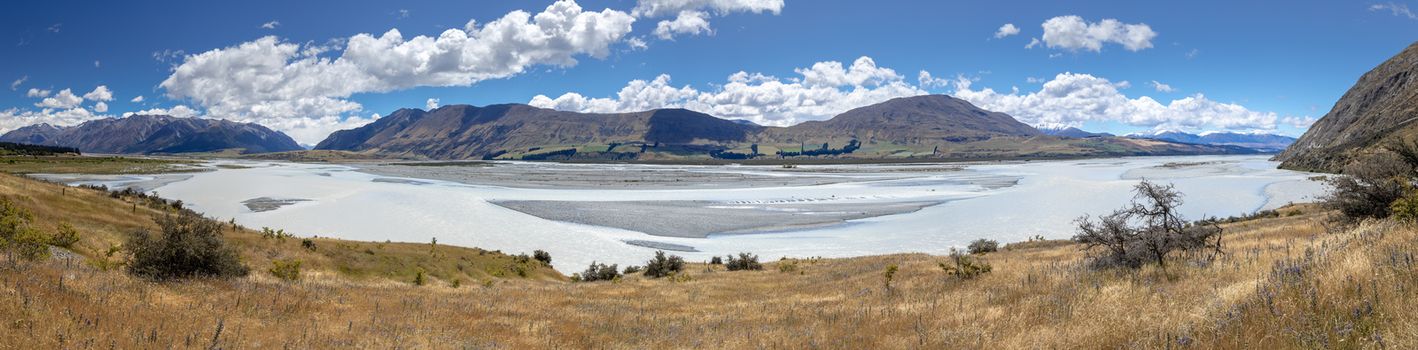 An image of the Rakaia River scenery in south New Zealand