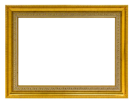 Golden frame on white background, vintage and retro style