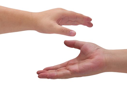 Isolate man hand on white background