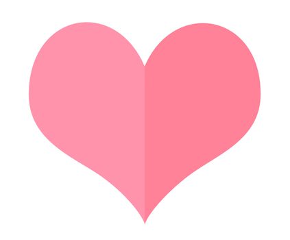 Isolate pink heart paper on white background, valentine day concept