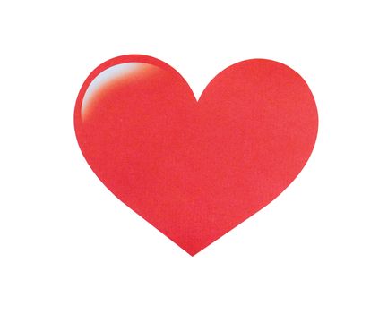 Picture of red paper heart on white background