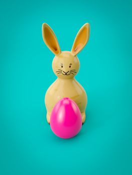 sweet Easter decoration bunny with egg 3D illustration