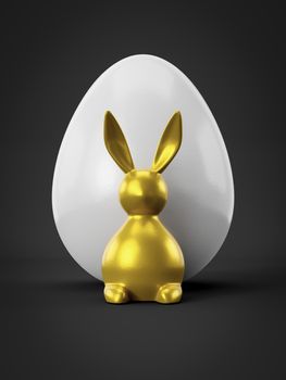 sweet Easter decoration bunny with egg 3D illustration