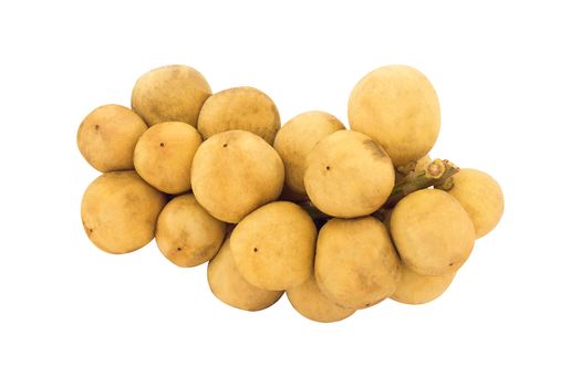 Asian fruit Langsat, Longkong, Duku, Lansium parasiticum, Lanzones or Lansones on white background