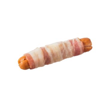 picture of hot dog and bacon on white background