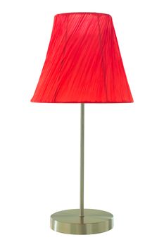 Red table or desktop lamp on white background, decorate concept, vintage and retro concept