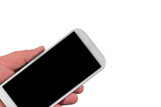 Isolate mobile phone in hand on white background
