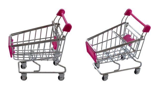 Isolate shopping trolley, cart on white background