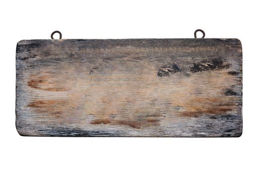 Isolate old wood sign on white background, vintage and retro