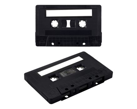 Isolate black cassette tape on white background