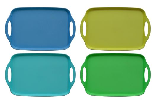 Isolate multi color food tray on white background