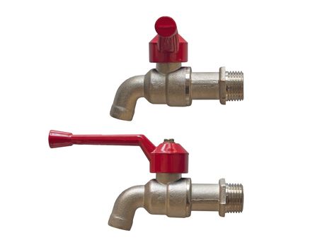 Isolate water tap, faucet on white background, pipe work concept 