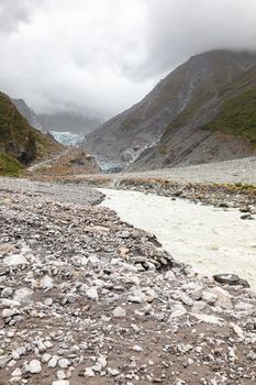 An image of the riverbed of the Franz Josef Glacier, New Zealand