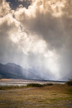 An image of a dramatic landscape scenery in south New Zealand