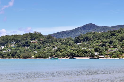 Sunny day beach view on the paradise islands Seychelles.