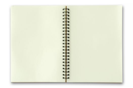 Notebook yellow open on white with shadow
