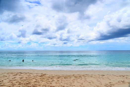 Sunny day beach view on the paradise islands Seychelles.