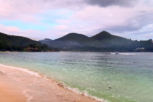 Sunny day beach view on the paradise islands Seychelles.