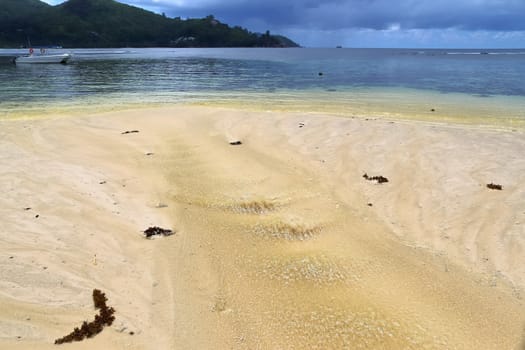 Sunny day beach view on the paradise islands Seychelles.