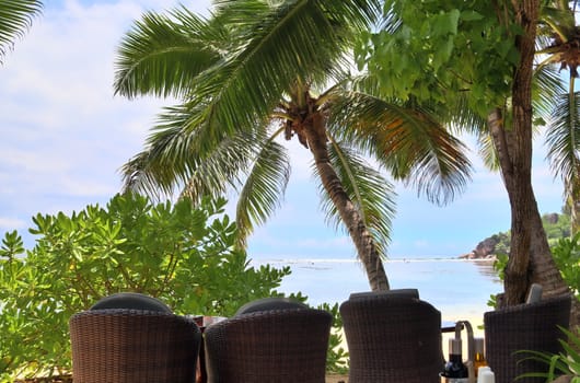 Sunny day beach view on the paradise islands Seychelles.