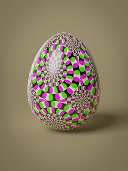 A egg with optical illusion movement pattern isolated 3D illustration