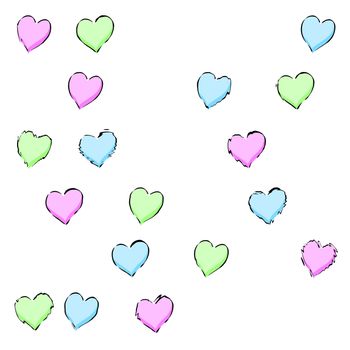 An illustration of a hearts pattern background