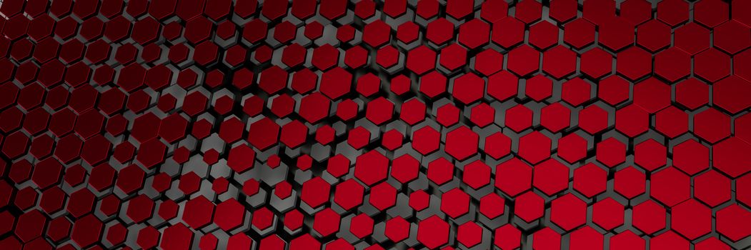 3d illustration of a dark red hexagon background
