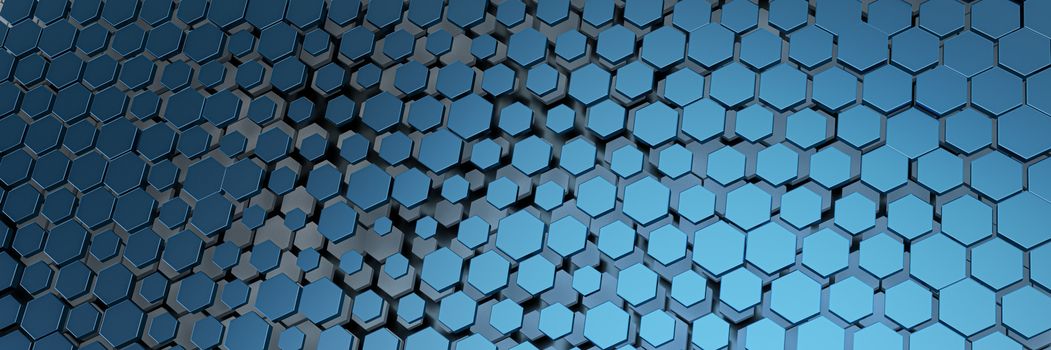 3d illustration of a blue hexagon background