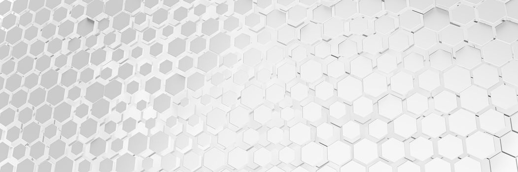 3d illustration of a white hexagon background